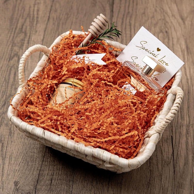 Mefleet 2 LB Crinkle Cut Paper Shred Filler Orange Crinkle Shredded Paper for Gift Box - Gift Basket Bag Filler - Grass Cushion Stuffing for Halloween Fall Christmas Holiday Packaging Wrapping - Image 3